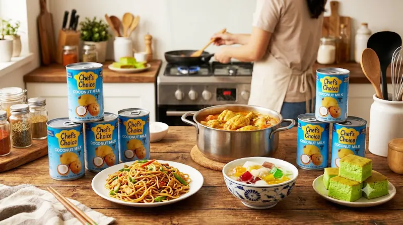 Nước cốt dừa đóng hộp Chef‘s Choice dùng nấu cà ri món Á món mặn chè bánh và bếp gia đình