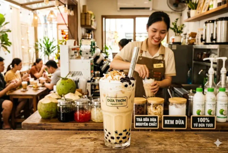 Nước cốt dừa nguyên chất trà sữa cho quán trà sữa và đồ uống dừa