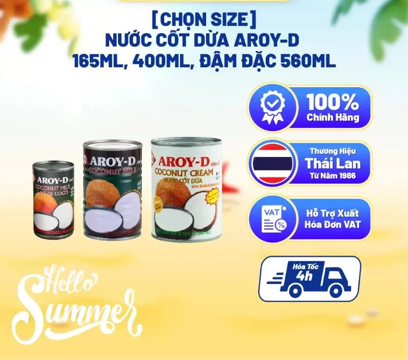 Nước cốt dừa đóng hộp Aroy-D